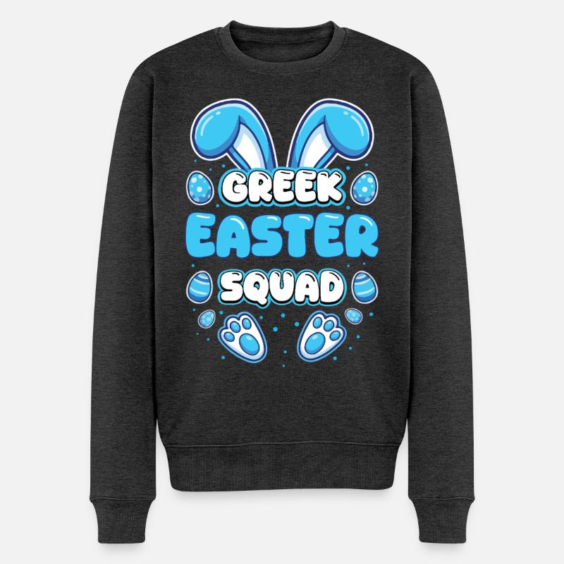 Griechische Ostermannschaft Pascha Frohe Ostern - Männer Premium Bio Pullover - Anthrazit meliert