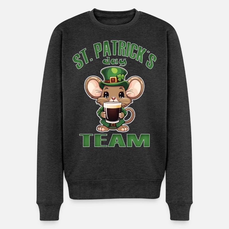 St. Patrick's Mouse Bier, Irische Partei - Männer Premium Bio Pullover - Anthrazit meliert
