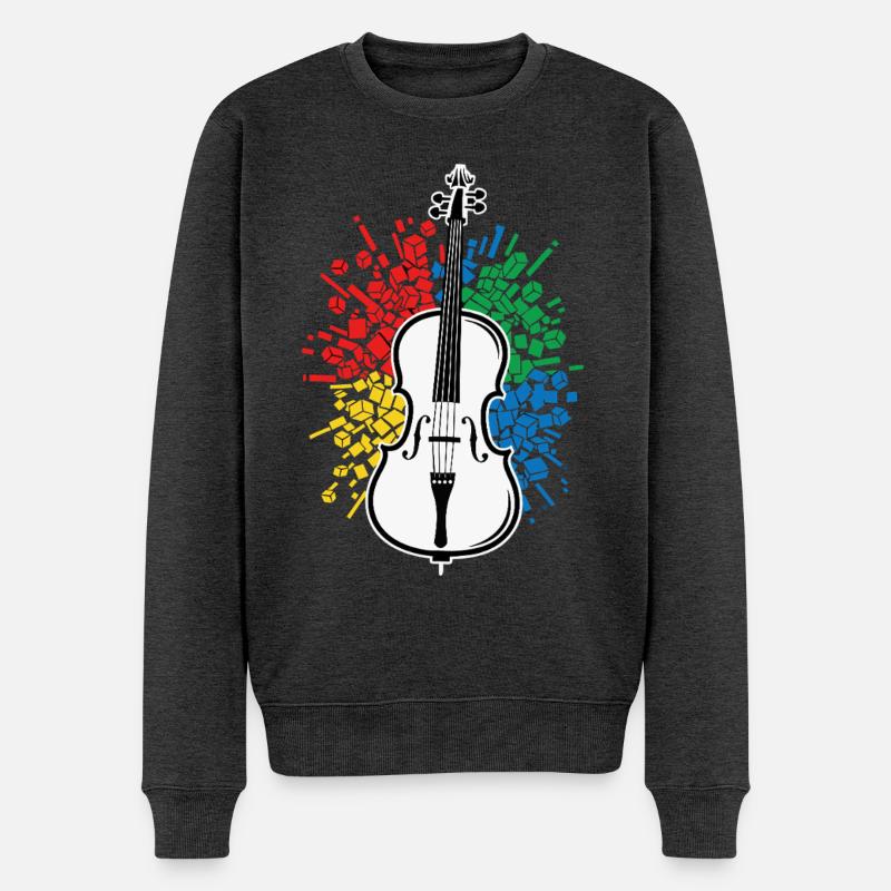 Cello Spieler Musik Abstract - Männer Premium Bio Pullover - Anthrazit meliert