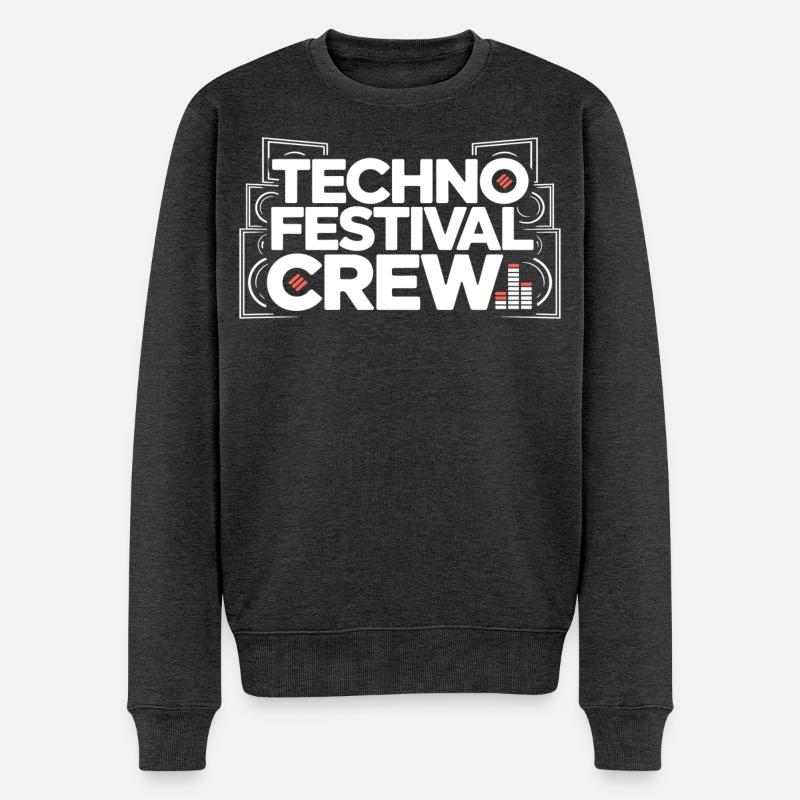 Techno Festival Crew – Techo Party Outfit - Männer Premium Bio Pullover - Anthrazit meliert