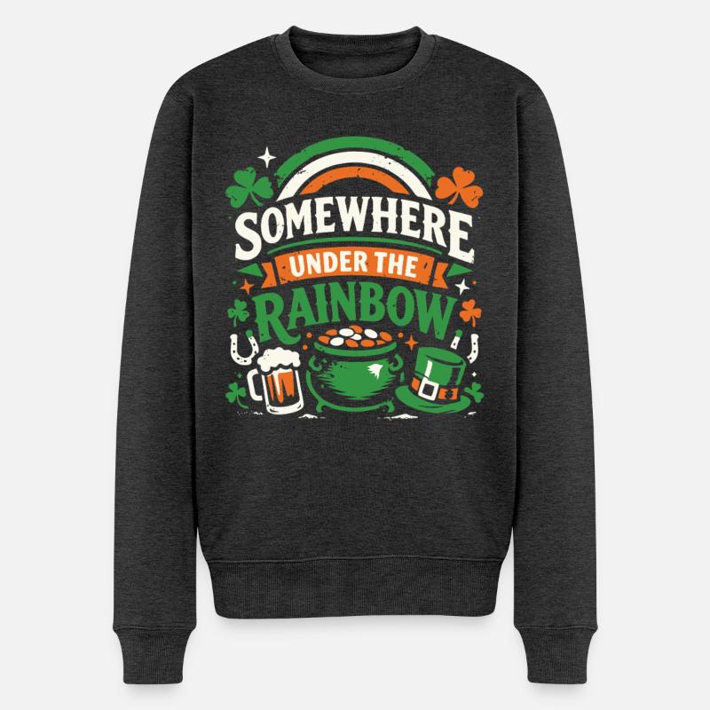Under The Rainbow | St. Patrick's Day - Männer Premium Bio Pullover - Anthrazit meliert