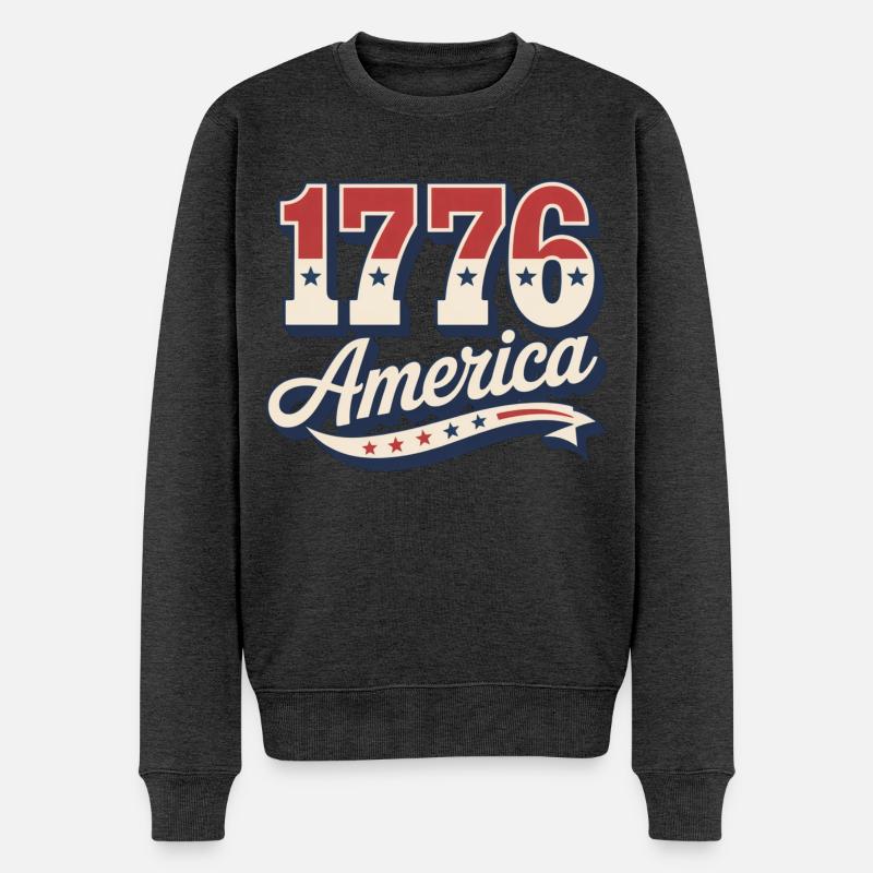 Amérique de 1776 - Pull Premium bio Homme - anthracite chiné