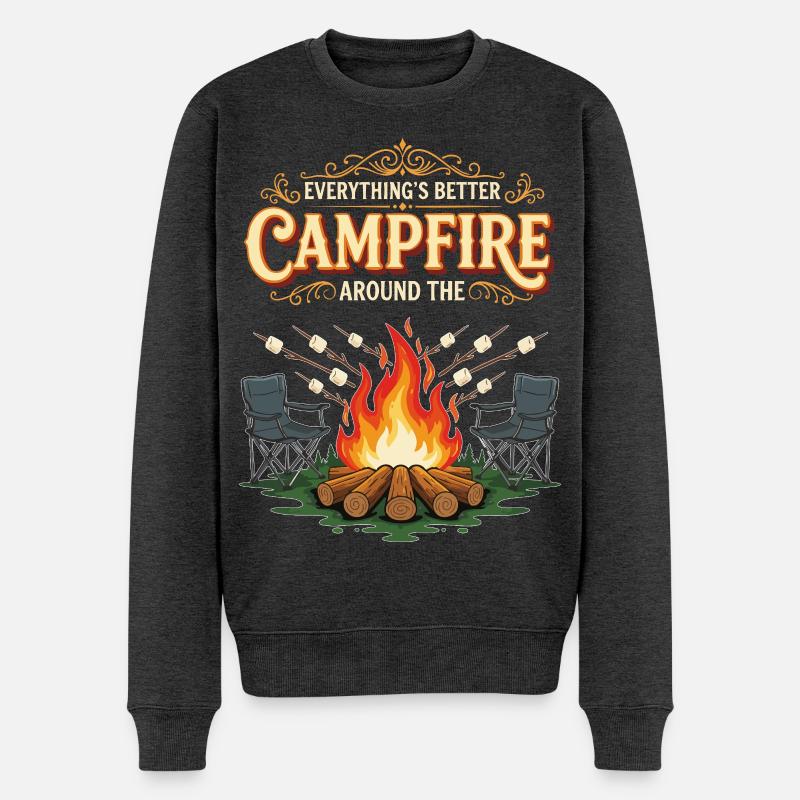 Campfire Marshmallow Everything Better Camping - Pull Premium bio Homme - anthracite chiné