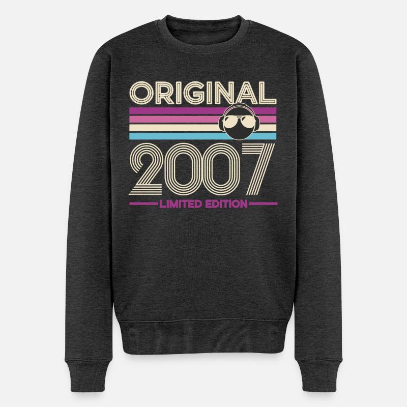Original 2007 Limited Edition Retro - Männer Premium Bio Pullover - Anthrazit meliert
