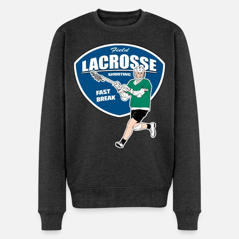 Lacrosse Spieler - Männer Premium Bio Pullover - Anthrazit meliert