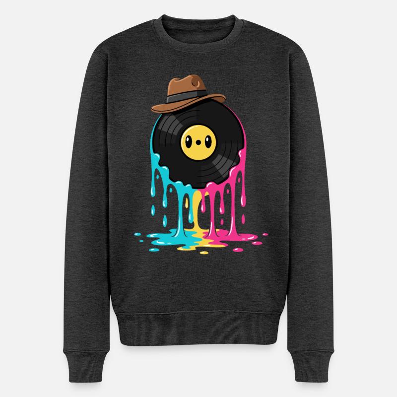 Disque vinyle Vinyle rétro - Pull Premium bio Homme - anthracite chiné