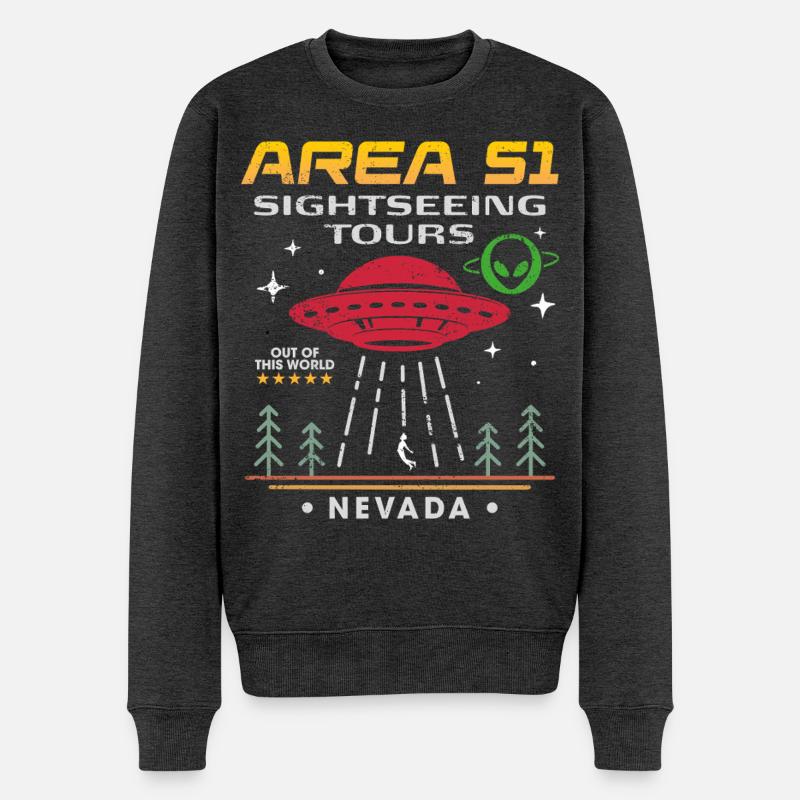 Area 51 Besichtigungstouren - Männer Premium Bio Pullover - Anthrazit meliert