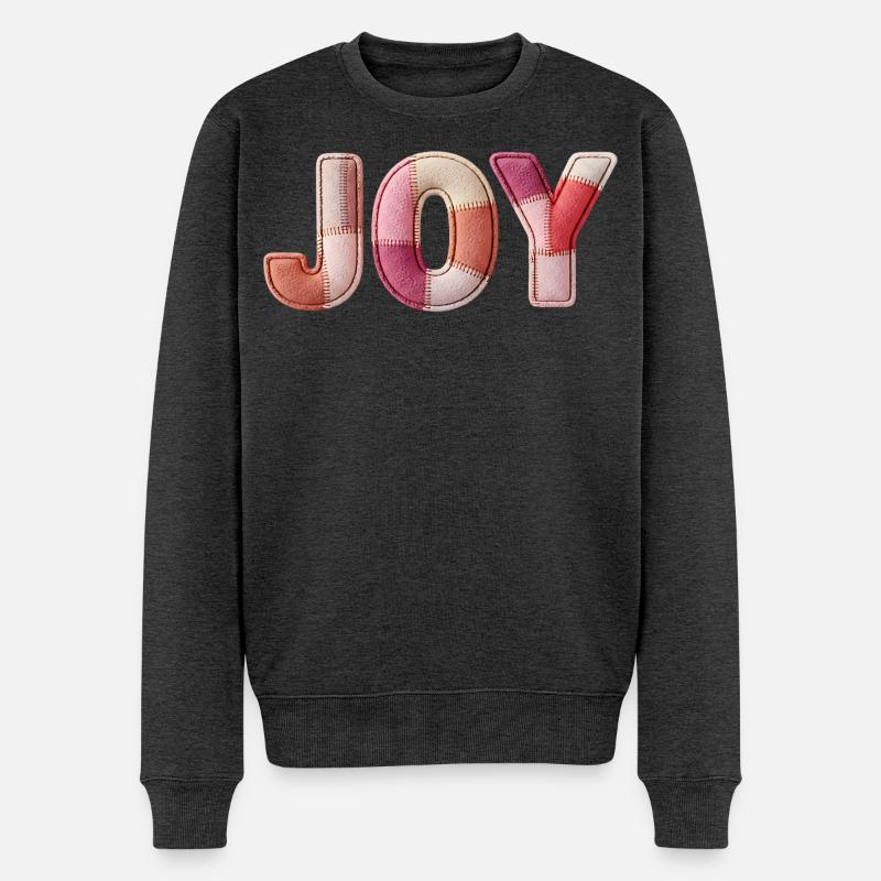 Joy Freude Patchwork Geschenk Frauen - Männer Premium Bio Pullover - Anthrazit meliert