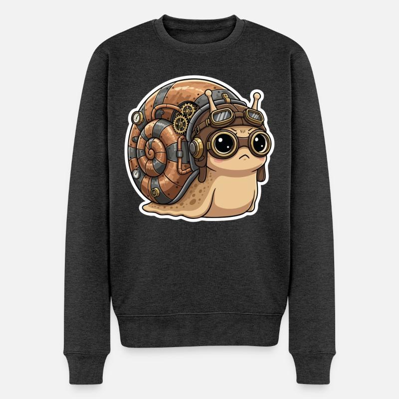 Snail Aviator Steampunk Shell Copper - Männer Premium Bio Pullover - Anthrazit meliert