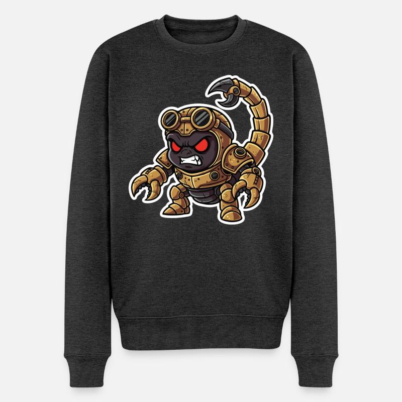 Skorpion Bionic Steampunk Krieger Messingnieten - Männer Premium Bio Pullover - Anthrazit meliert