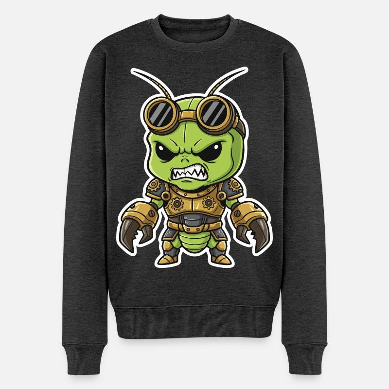Alien Steampunk Krieger Rüstungsmessing - Männer Premium Bio Pullover - Anthrazit meliert