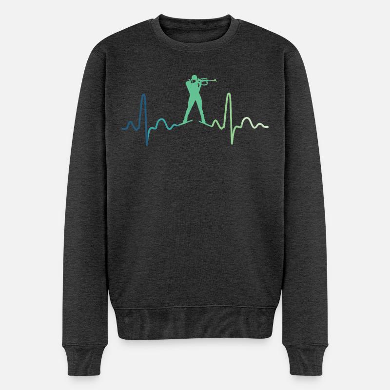 Biathlon Herzschlag-Biathlet - Männer Premium Bio Pullover - Anthrazit meliert