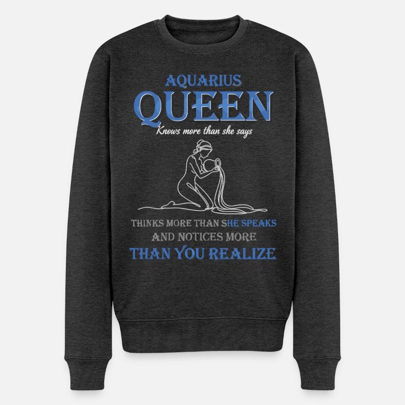 Aquarius Queen Sternzeichen Wassermann - Männer Premium Bio Pullover - Anthrazit meliert