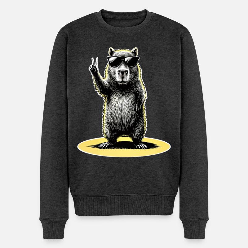 Capybara Peace - Männer Premium Bio Pullover - Anthrazit meliert