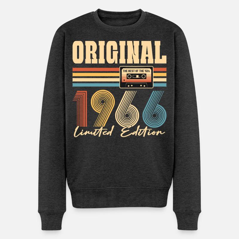 60. Geburtstag, 60 Jahre, Original 1966 - Männer Premium Bio Pullover - Anthrazit meliert