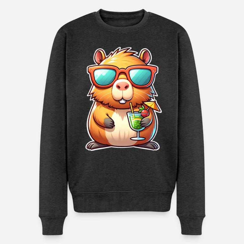 Capybara  - Männer Premium Bio Pullover - Anthrazit meliert