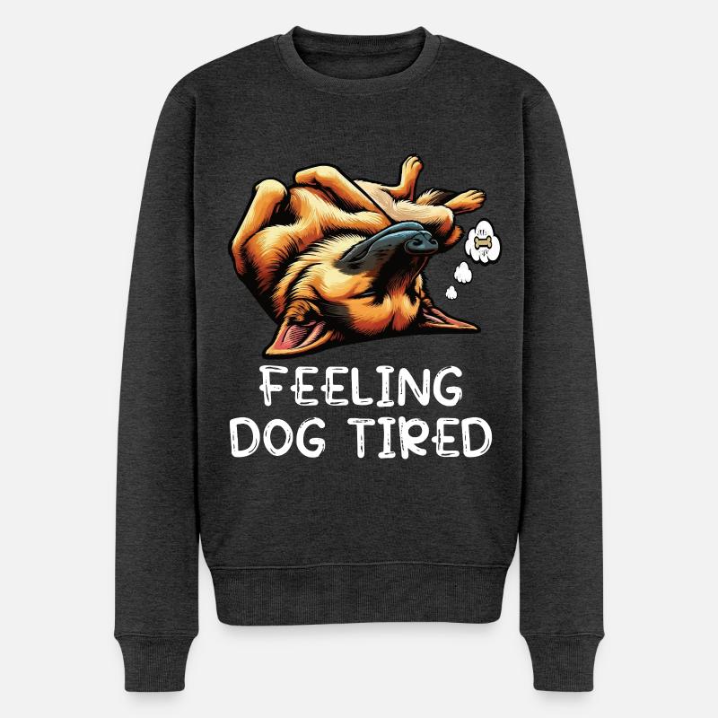 Feeling Dog Tired Deutscher Schäferhund  - Männer Premium Bio Pullover - Anthrazit meliert