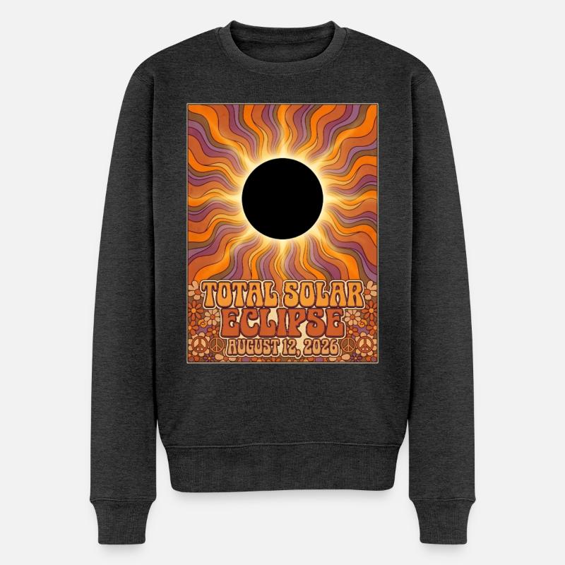 Total Solar Eclipse 2026 Sunburst-Poster - Männer Premium Bio Pullover - Anthrazit meliert