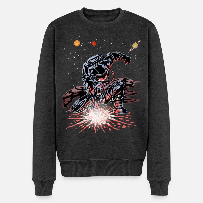 Astronaut Punch Galaxy Shirt - Männer Premium Bio Pullover - Anthrazit meliert