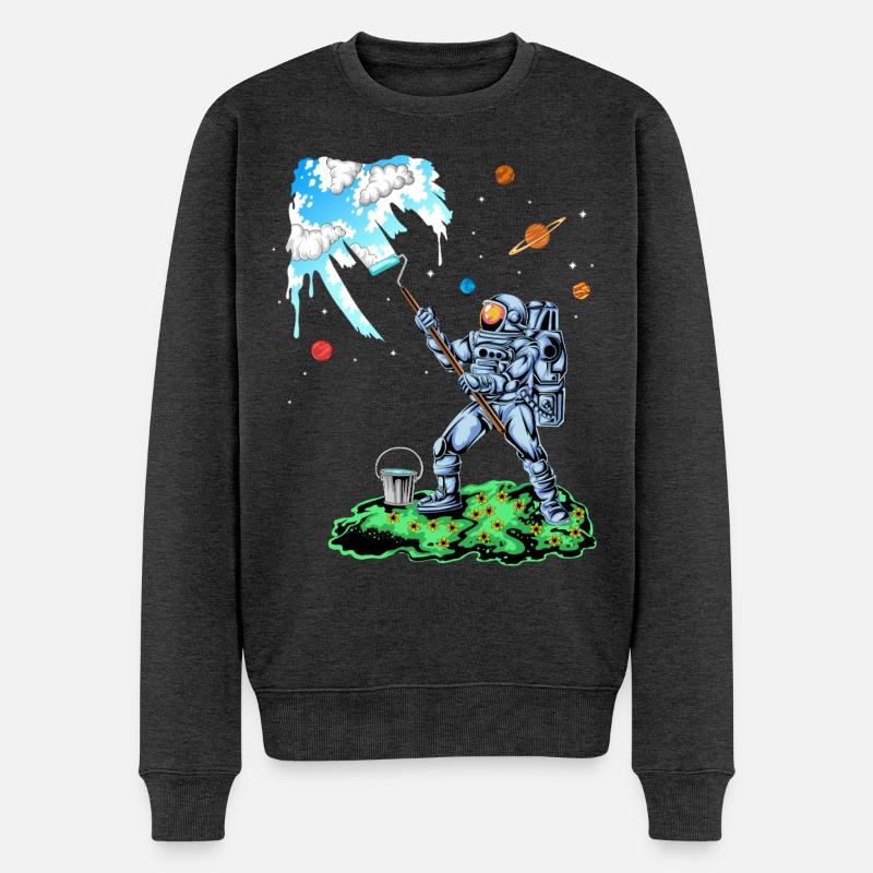 Astronauten-Mal-Raumhemd - Männer Premium Bio Pullover - Anthrazit meliert