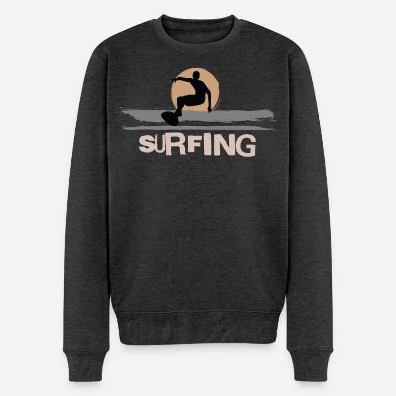 Surf Surfen Surfer - Männer Premium Bio Pullover - Anthrazit meliert