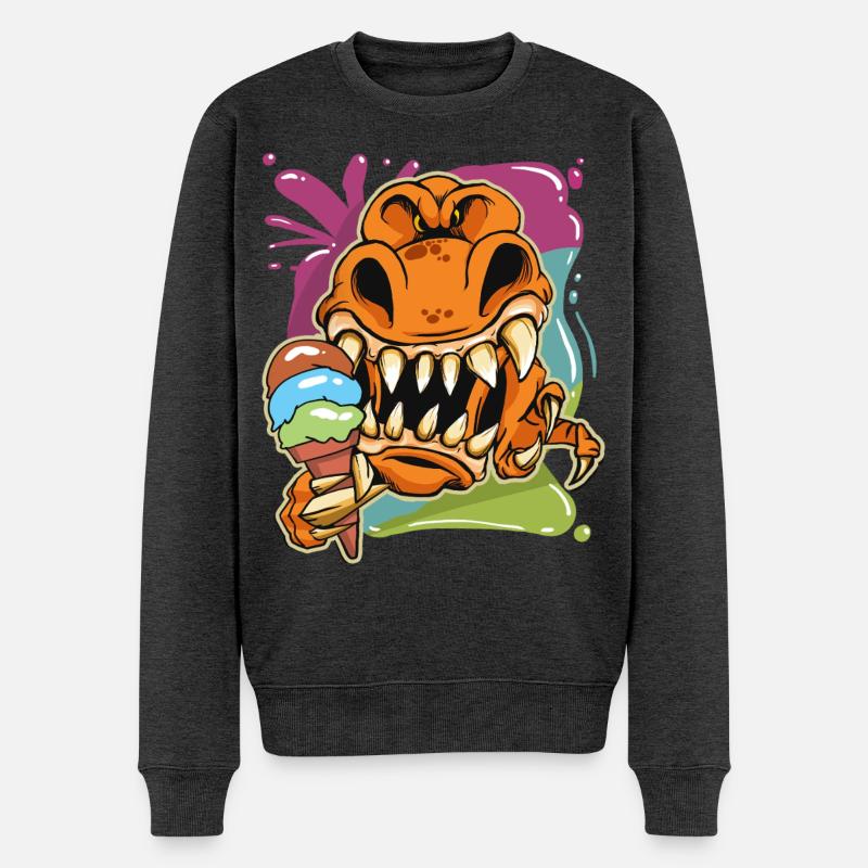 Aimer le dessin animé T-Rex - Pull Premium bio Homme - anthracite chiné