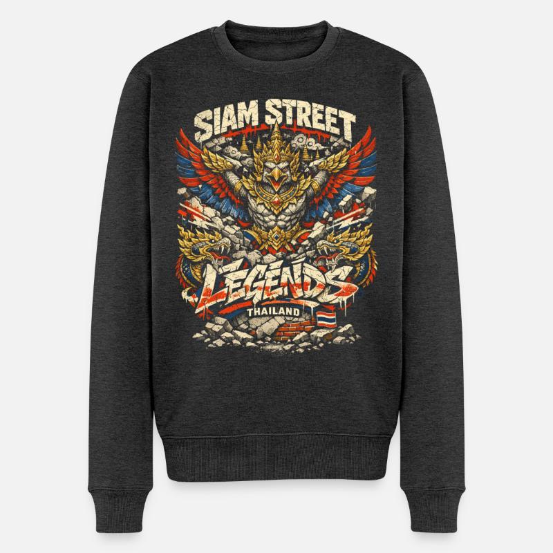 Thailand Thai Pride Siam Street - Männer Premium Bio Pullover - Anthrazit meliert