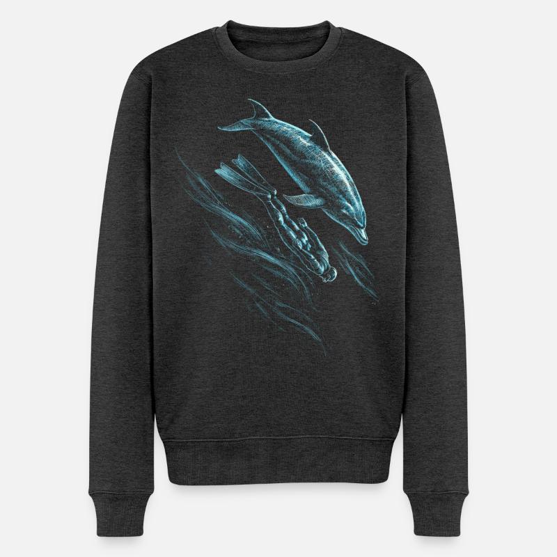 Apnoetauchen Freitauchen - Männer Premium Bio Pullover - Anthrazit meliert