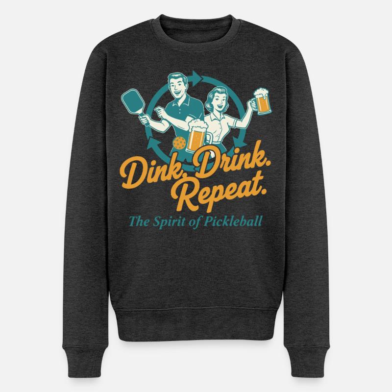 Pickleball Dink Drink Repeat Funny Player - Männer Premium Bio Pullover - Anthrazit meliert