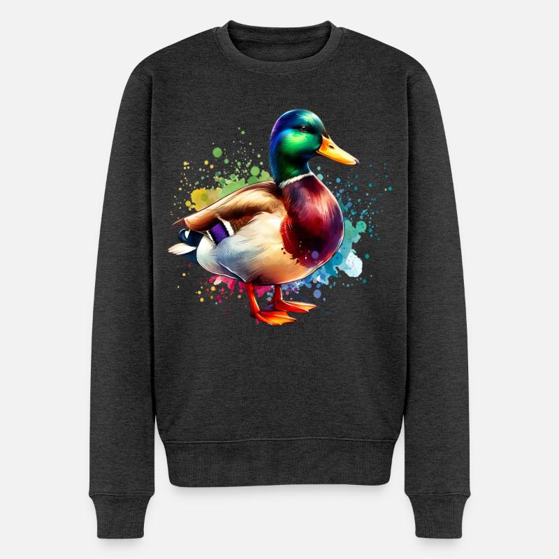 Motif de canard colvert - Pull Premium bio Homme - anthracite chiné