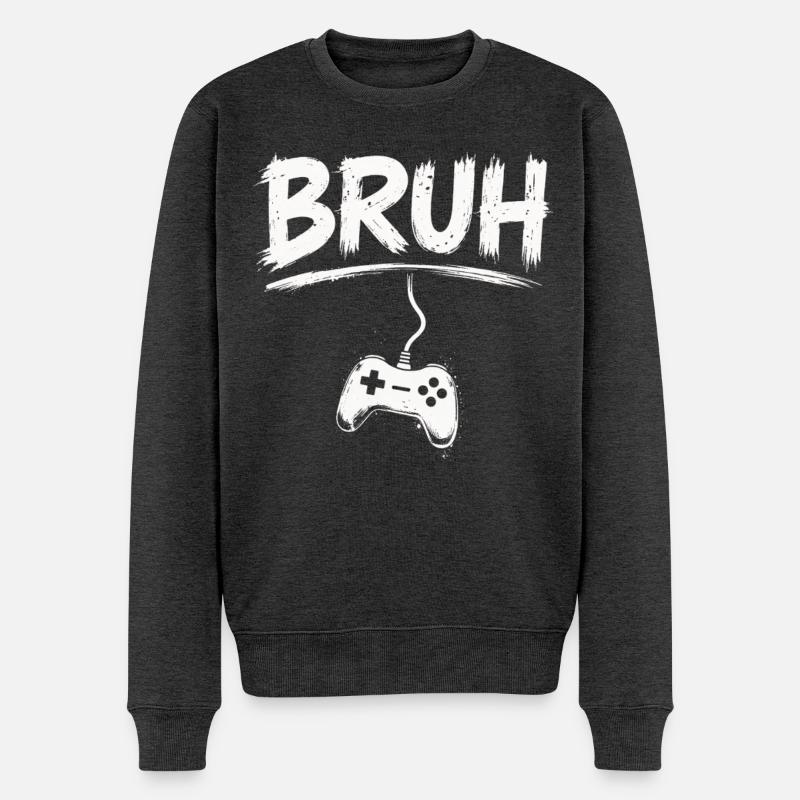 BRUH Gaming Controller Splash - Männer Premium Bio Pullover - Anthrazit meliert