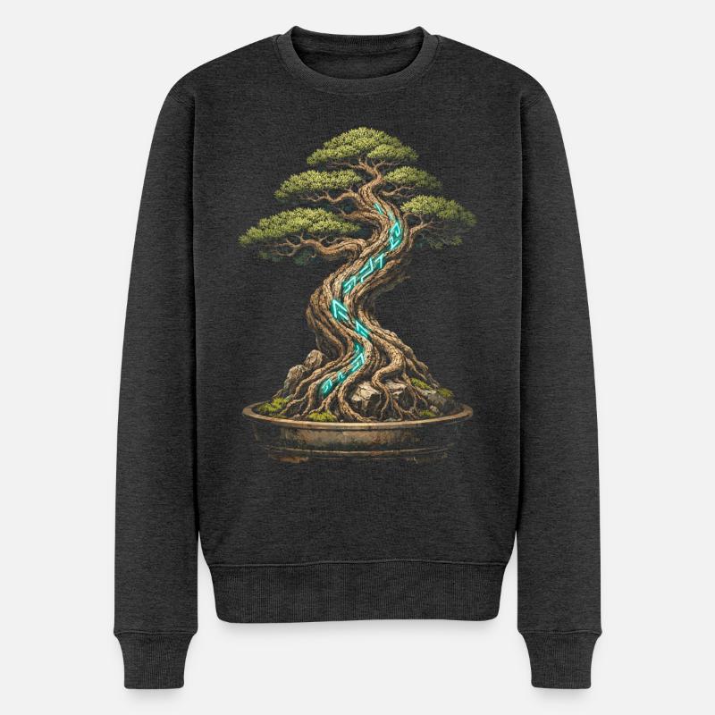 Bonsaibaum - Männer Premium Bio Pullover - Anthrazit meliert