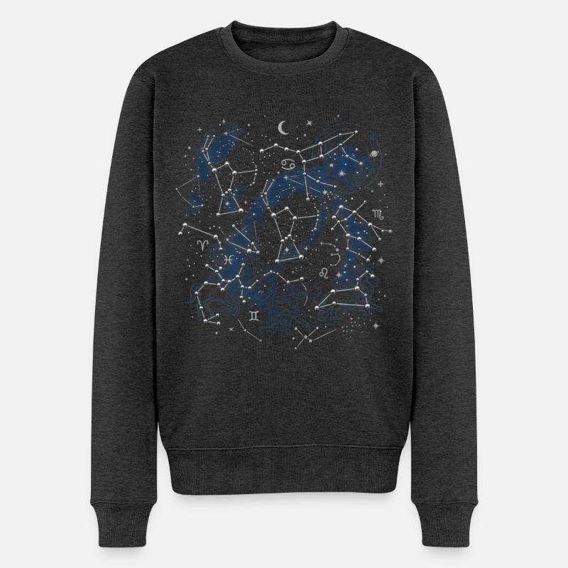 Stern Karte - Männer Premium Bio Pullover - Anthrazit meliert