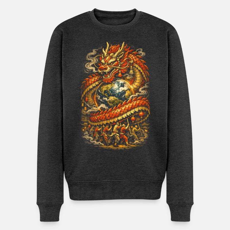 Dragon Dance Drachentanz - Männer Premium Bio Pullover - Anthrazit meliert