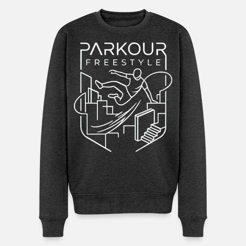 Parkour - Männer Premium Bio Pullover - Anthrazit meliert