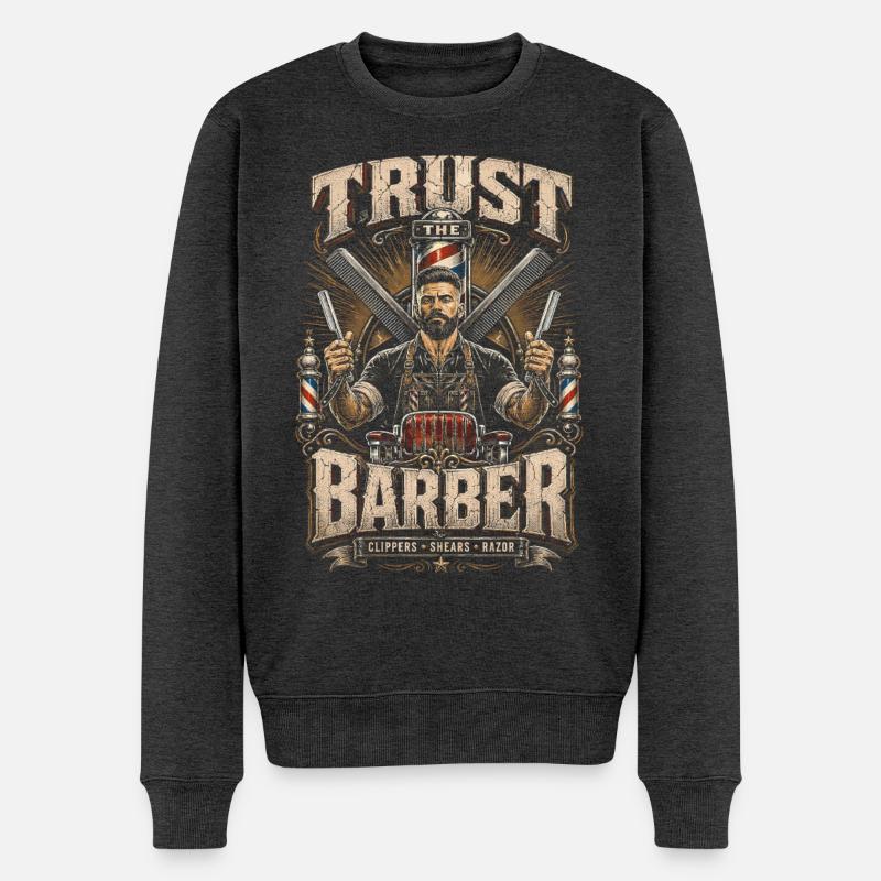 Barber Barbier Trust The Barber - Männer Premium Bio Pullover - Anthrazit meliert