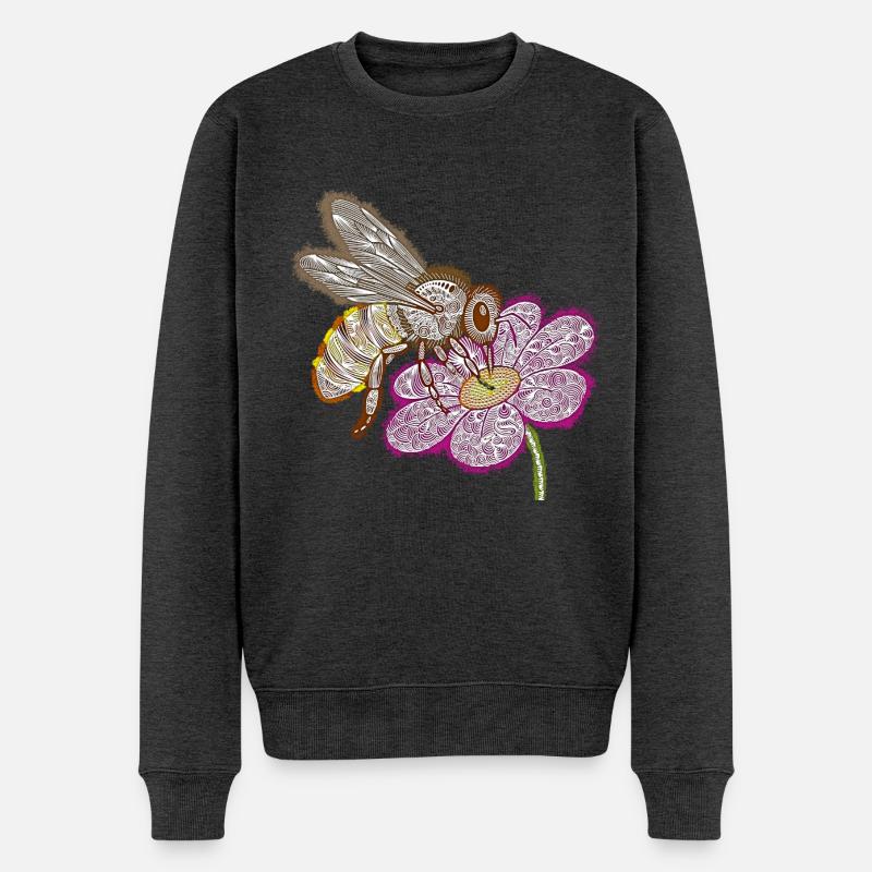 Zentangle Bee - Pull Premium bio Homme - anthracite chiné
