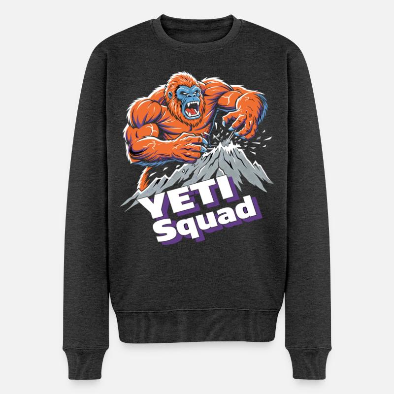 Yeti Squad Monster Berg Abenteuer - Männer Premium Bio Pullover - Anthrazit meliert