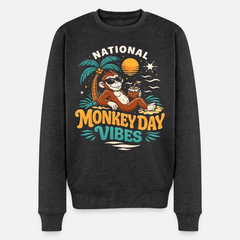 Jour du singe Jour du singe - Pull Premium bio Homme - anthracite chiné