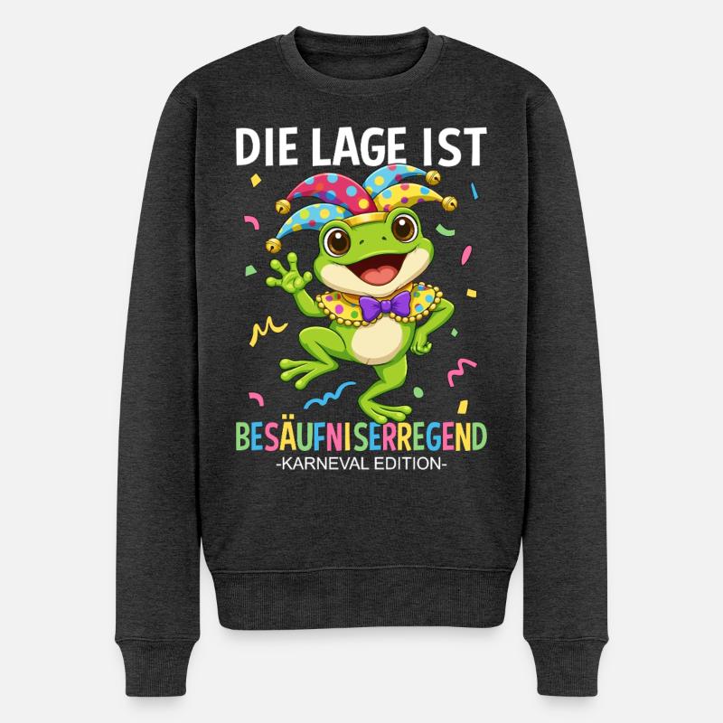Die Lage Ist Besäufniserregend Karneval Frosch - Männer Premium Bio Pullover - Anthrazit meliert