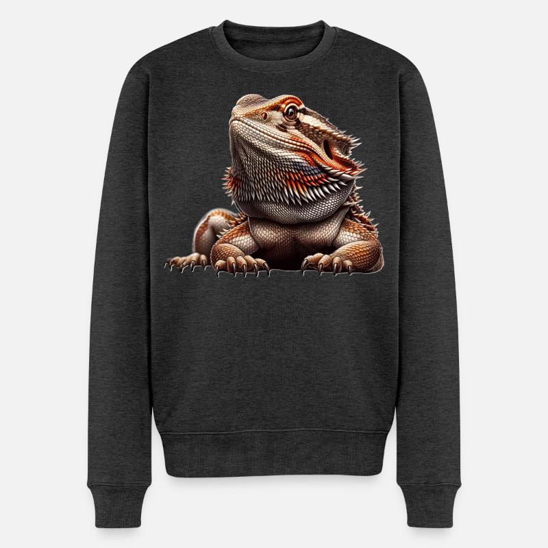 Bartagame - Männer Premium Bio Pullover - Anthrazit meliert