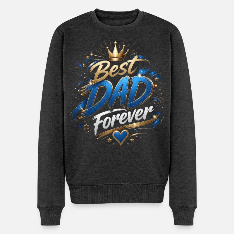 Bestes Papa Forever Kronen-Design - Männer Premium Bio Pullover - Anthrazit meliert