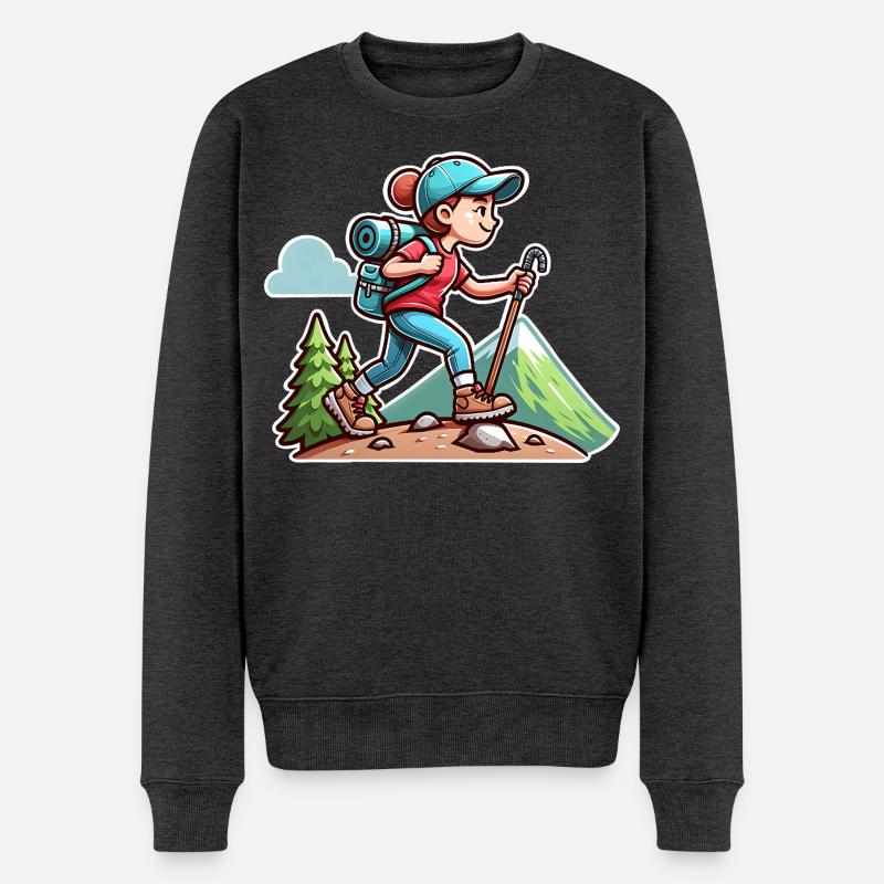 Wanderin Wandern - Männer Premium Bio Pullover - Anthrazit meliert