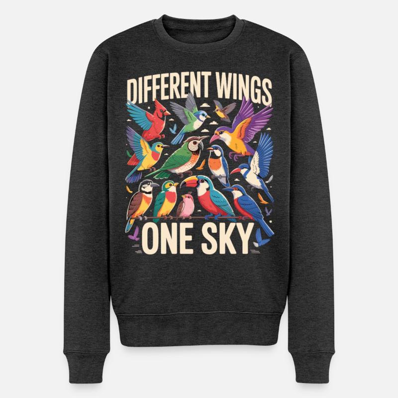 Different Wings One Sky Vogel - Männer Premium Bio Pullover - Anthrazit meliert