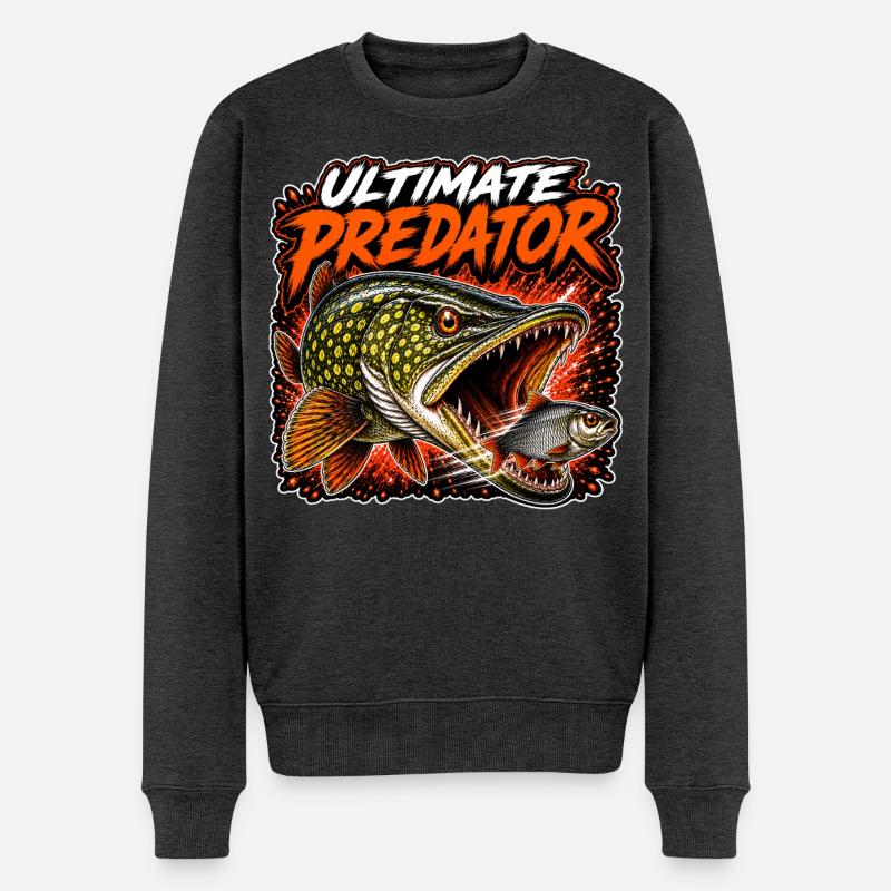 Ultimatives Raubtier-Heckfischen - Männer Premium Bio Pullover - Anthrazit meliert