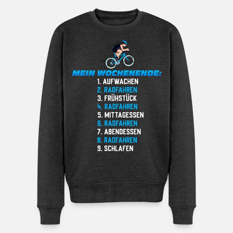 Mein Wochenend-Plan: Radfahren Nonstop - Männer Premium Bio Pullover - Anthrazit meliert