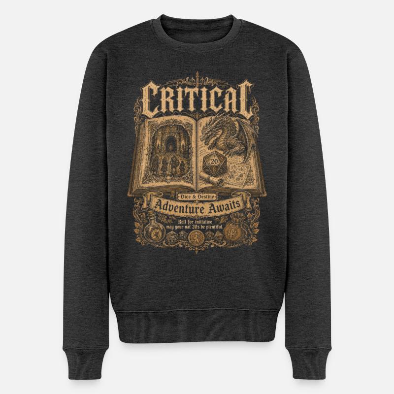 Rollenspiel Critical Würfel Shirt - Männer Premium Bio Pullover - Anthrazit meliert