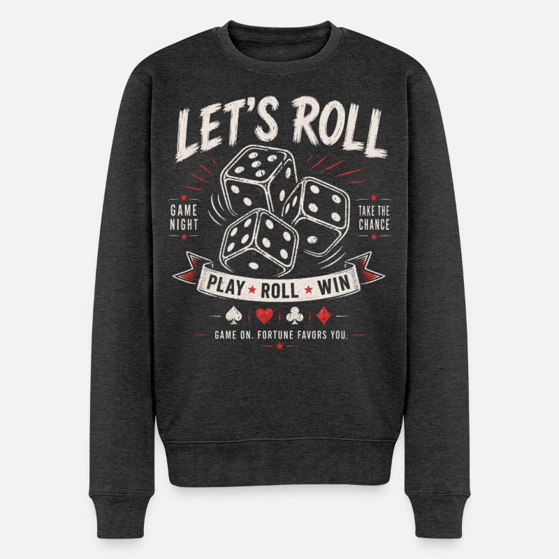 Roulons – Soirée Jeux de Dés - Pull Premium bio Homme - anthracite chiné