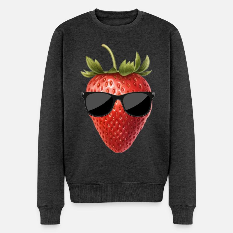 Fraise avec lunettes de soleil - Pull Premium bio Homme - anthracite chiné