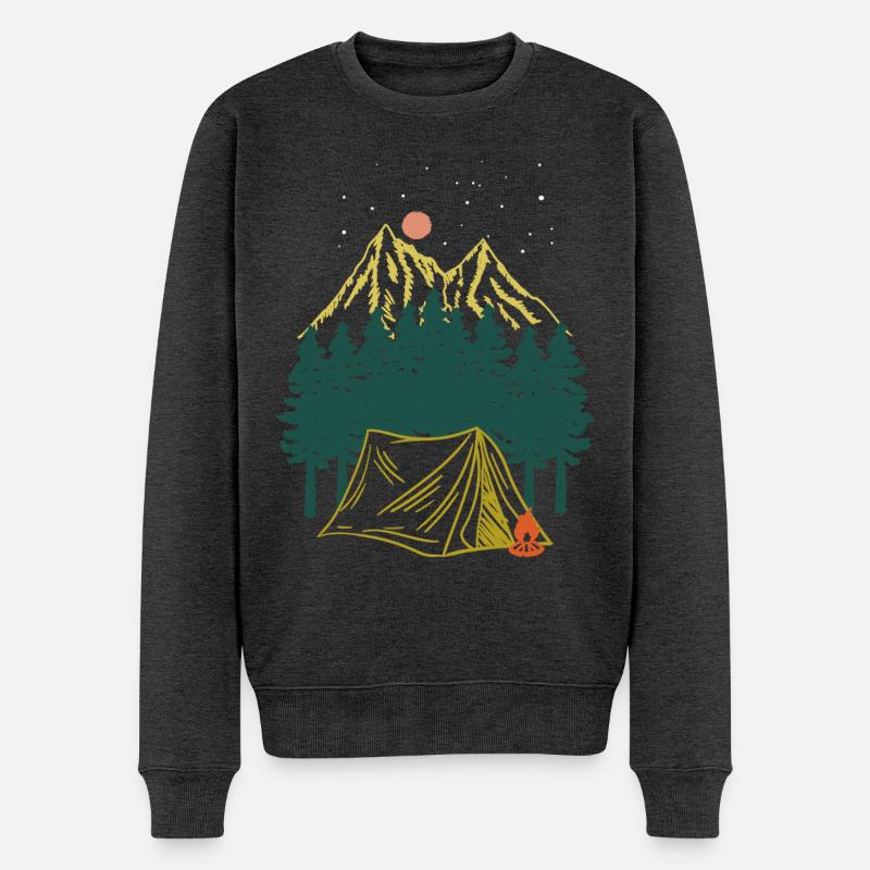 Sternennacht Bergcamping Abenteuer - Männer Premium Bio Pullover - Anthrazit meliert